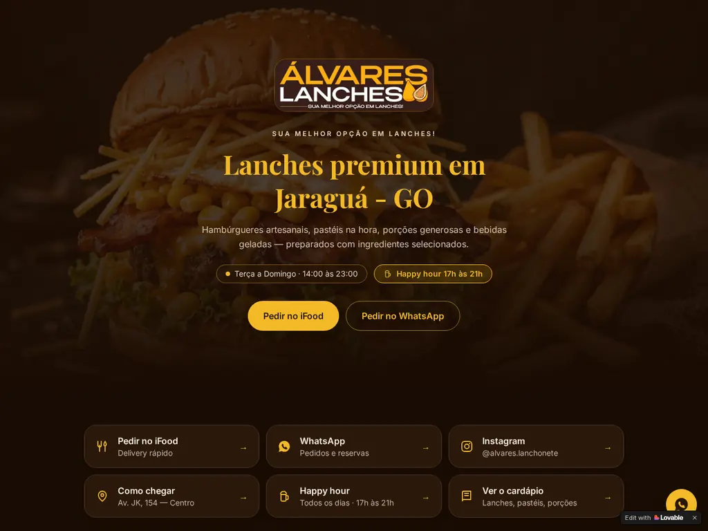 Capa do projeto Álvares Lanches