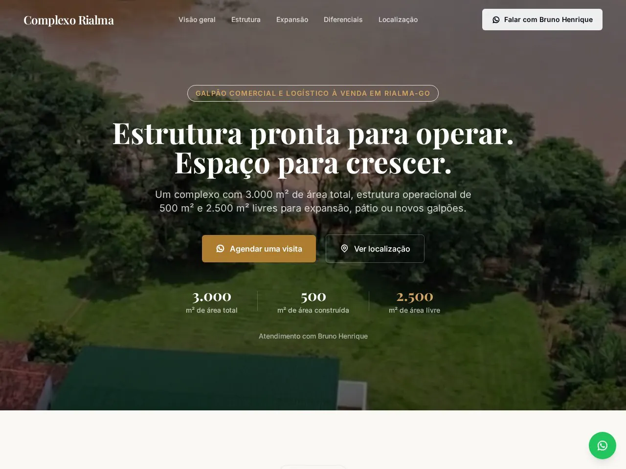 Página do projeto Complexo Rialma