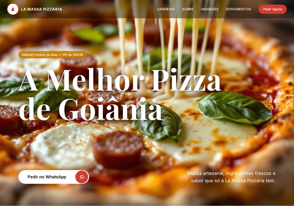 Página do projeto La Massa Pizzaria
