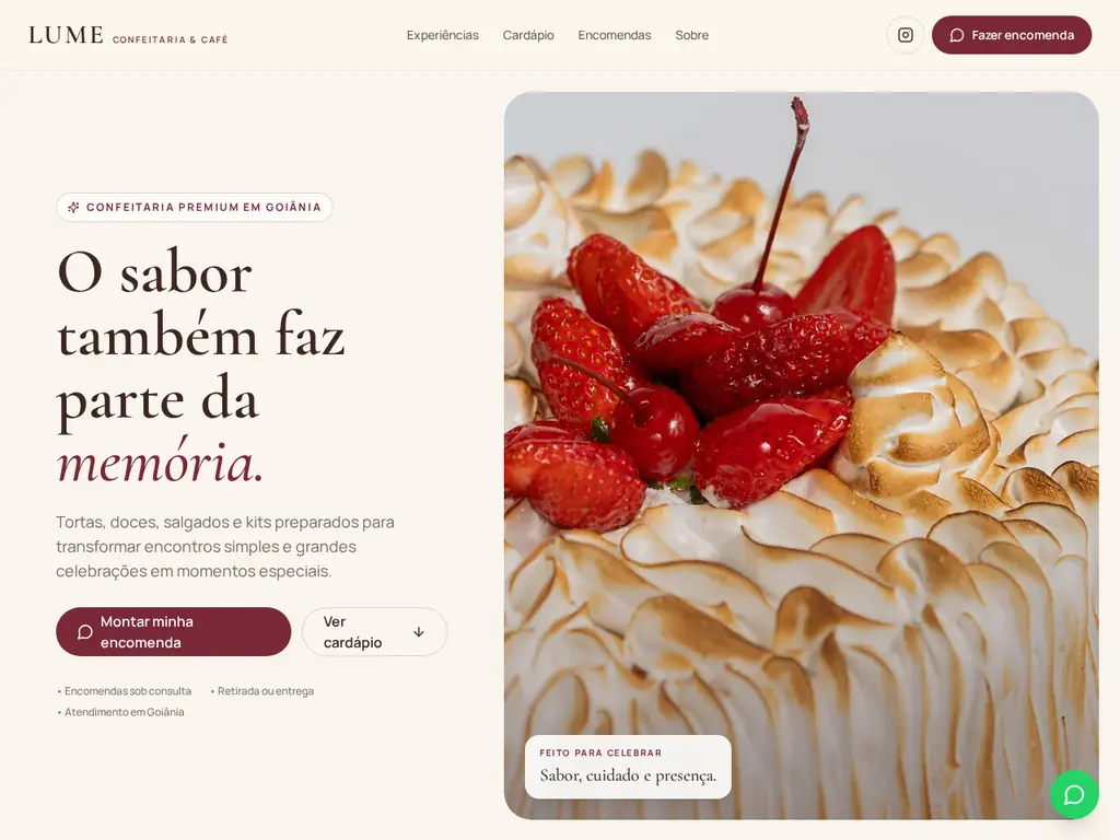 Capa do projeto Lume Confeitaria
